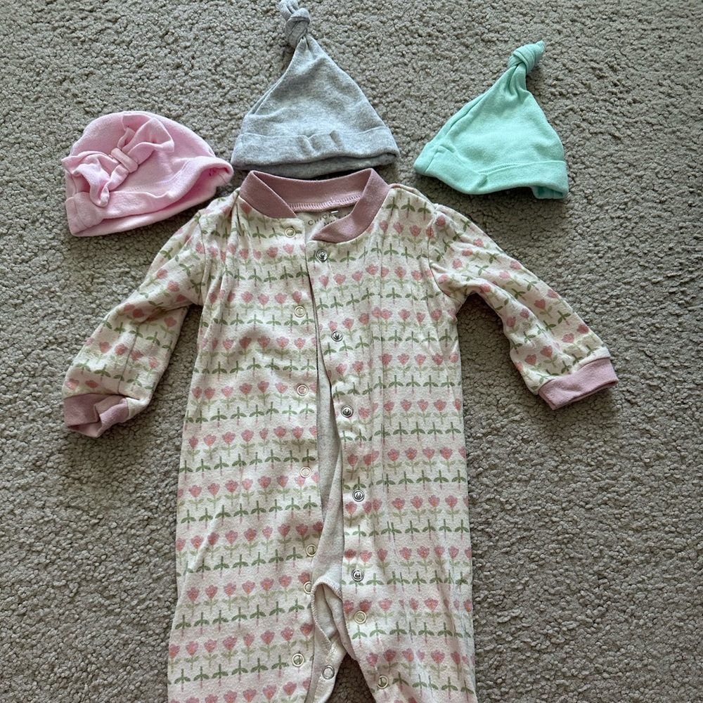 Pink and Green Patterned Kids One Piece